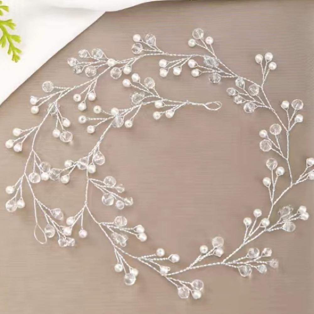 Western Wedding Jewelry Headdress Wedding Hair Accessories Crown Floral Pearl​​ - Picture 2 of 5